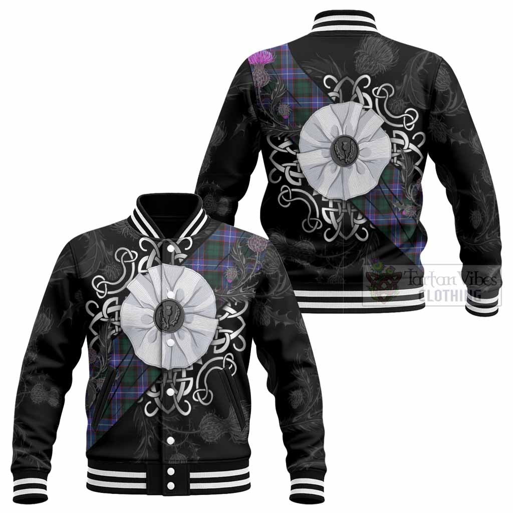 Hunter (Hunterston) Tartan Baseball Jacket Jacobite White Rose - Tartan Vibes Clothing