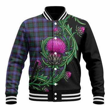 Hunter (Hunterston) Tartan Baseball Jacket Resilient Scottish Thistle Unisex - Tartan Vibes Clothing