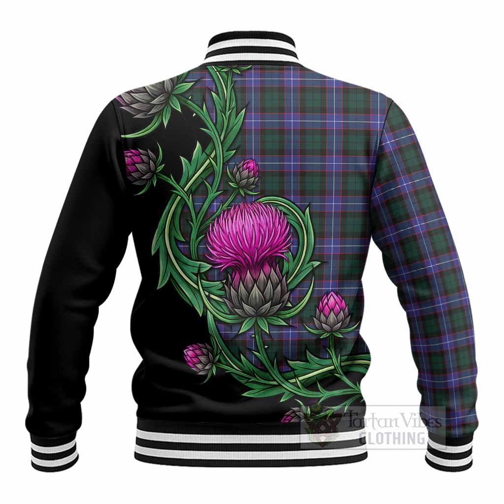 Hunter (Hunterston) Tartan Baseball Jacket Resilient Scottish Thistle - Tartan Vibes Clothing