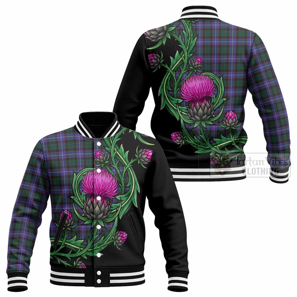 Hunter (Hunterston) Tartan Baseball Jacket Resilient Scottish Thistle - Tartan Vibes Clothing
