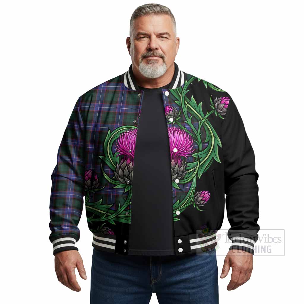 Hunter (Hunterston) Tartan Baseball Jacket Resilient Scottish Thistle - Tartan Vibes Clothing