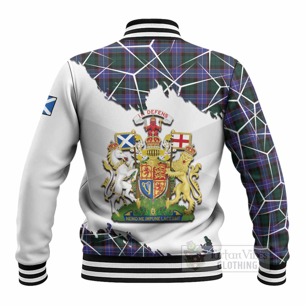 Hunter (Hunterston) Tartan Baseball Jacket with Family Crest and Lion Rampant Grunge Style
