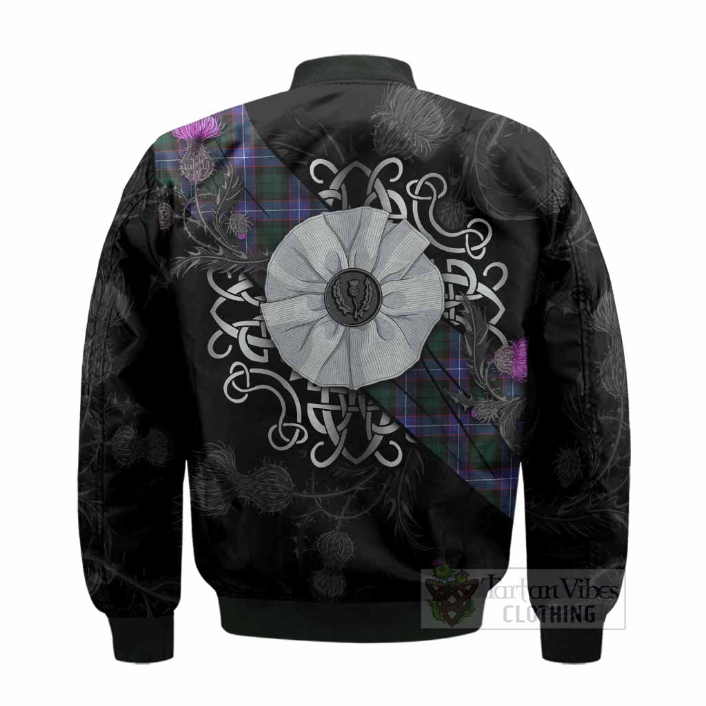 Hunter (Hunterston) Tartan Bomber Jacket Jacobite White Rose - Tartan Vibes Clothing