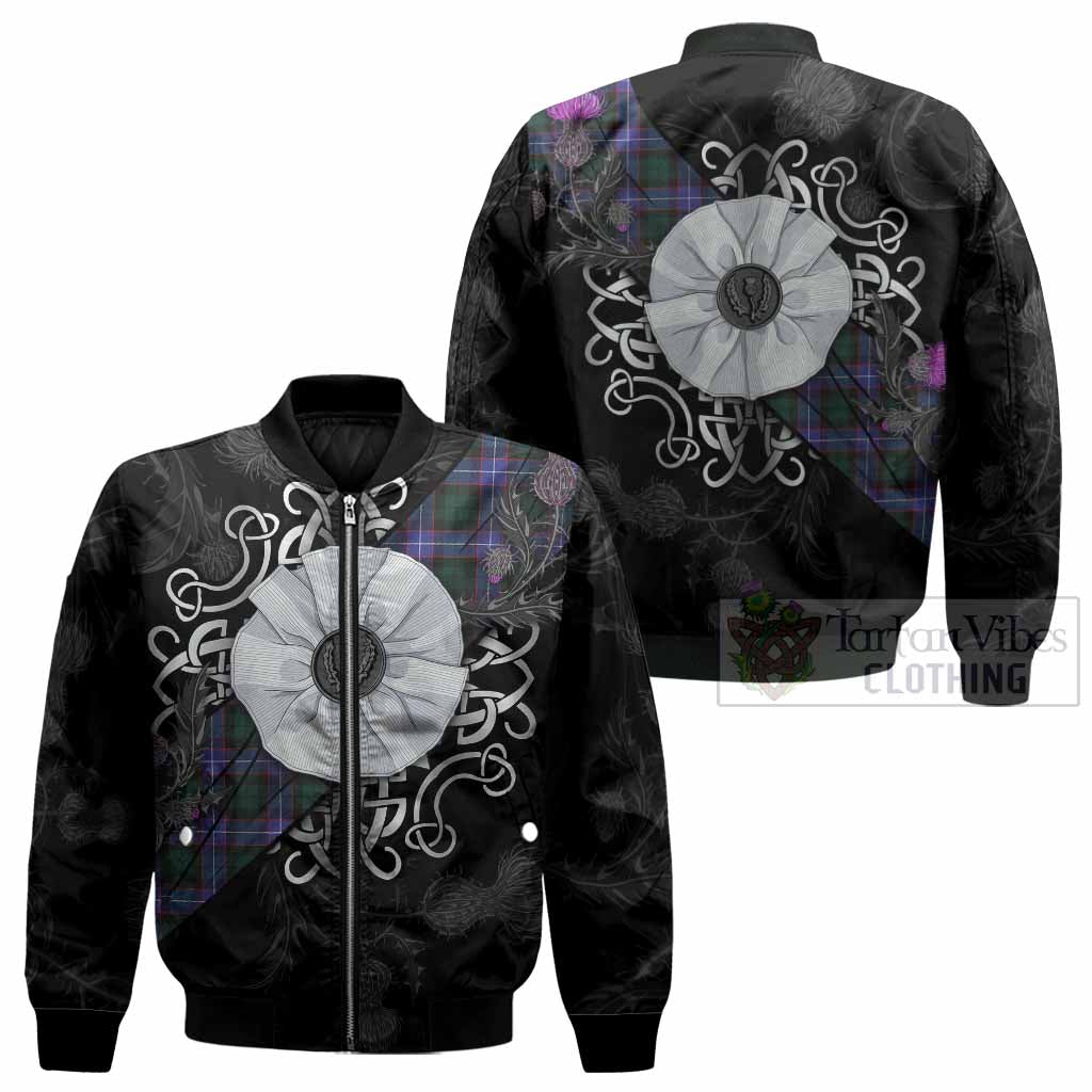 Hunter (Hunterston) Tartan Bomber Jacket Jacobite White Rose - Tartan Vibes Clothing