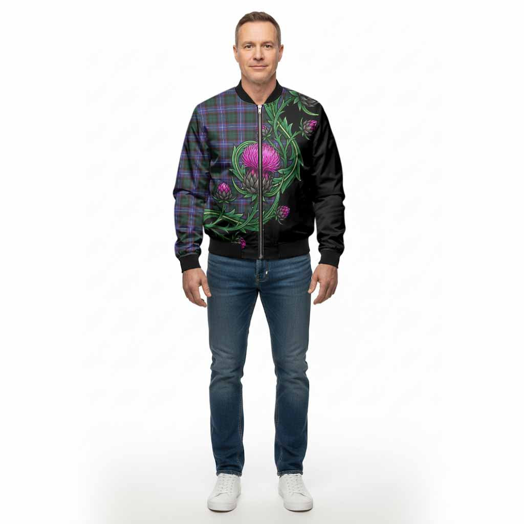 Hunter (Hunterston) Tartan Bomber Jacket Resilient Scottish Thistle - Tartan Vibes Clothing