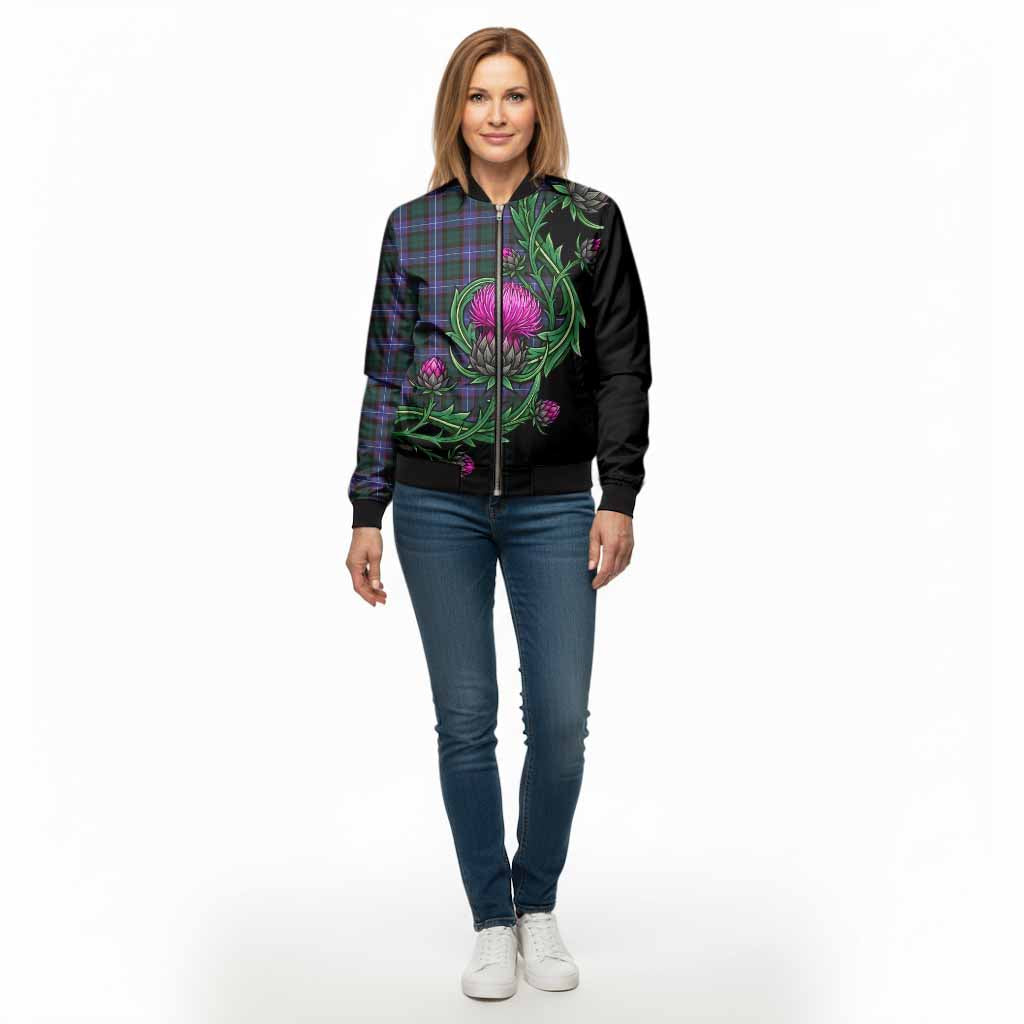 Hunter (Hunterston) Tartan Bomber Jacket Resilient Scottish Thistle - Tartan Vibes Clothing
