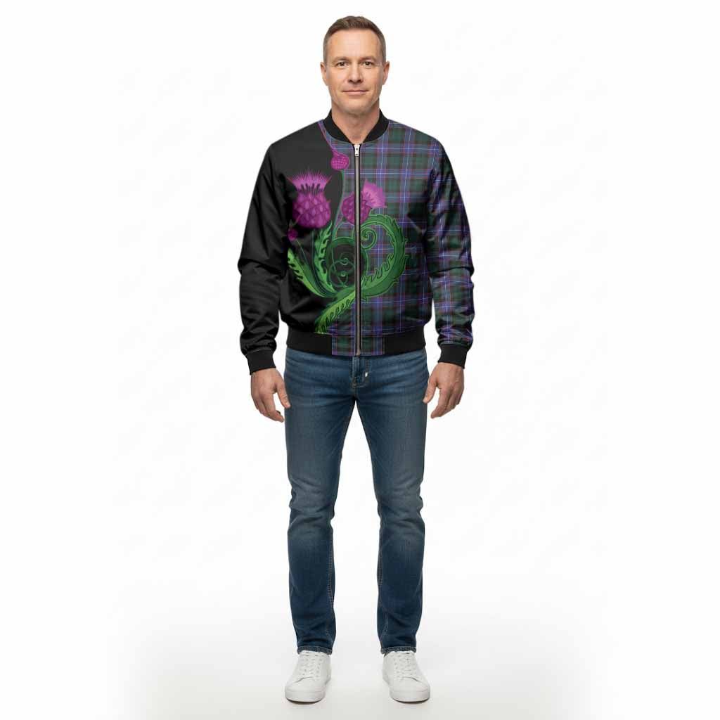 Hunter (Hunterston) Tartan Bomber Jacket Traditional Scottish Thistle