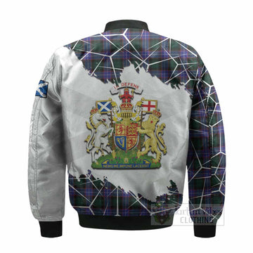 Hunter (Hunterston) Tartan Bomber Jacket with Family Crest and Lion Rampant Grunge Style
