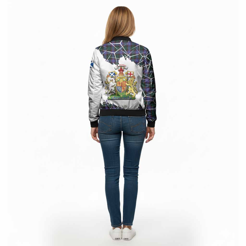 Hunter (Hunterston) Tartan Bomber Jacket with Family Crest and Lion Rampant Grunge Style