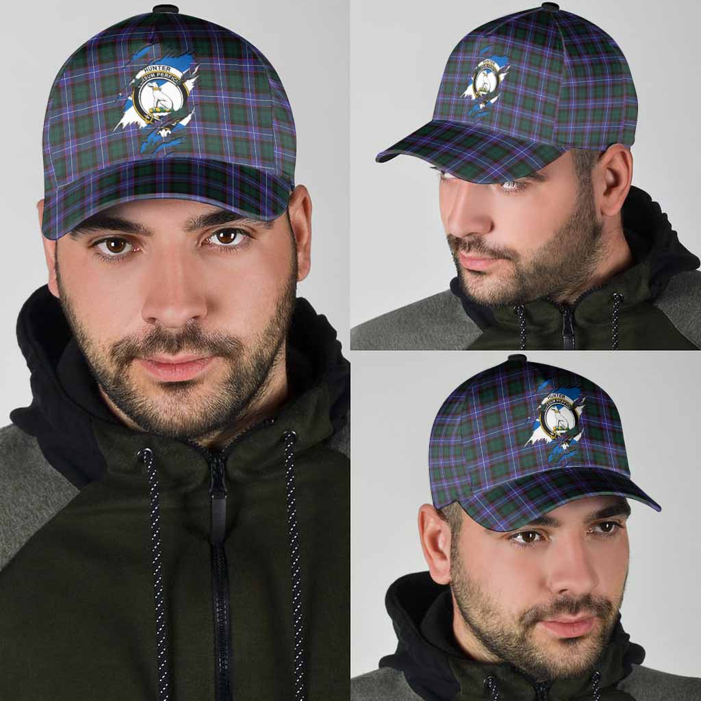 Hunter (Hunterston) Tartan Classic Cap with Family Crest In Me Style
