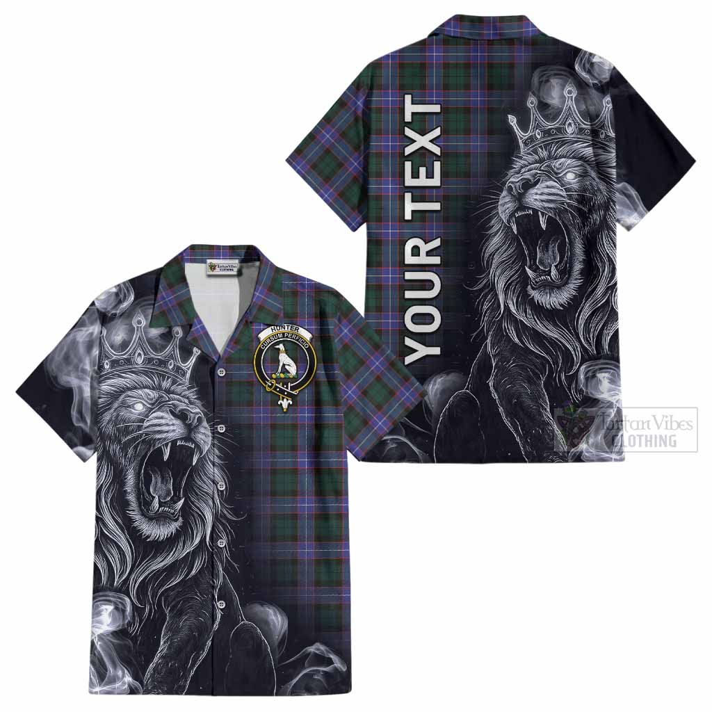 Hunter (Hunterston) Tartan Cotton Hawaiian Shirt Roaring Lion Heritage