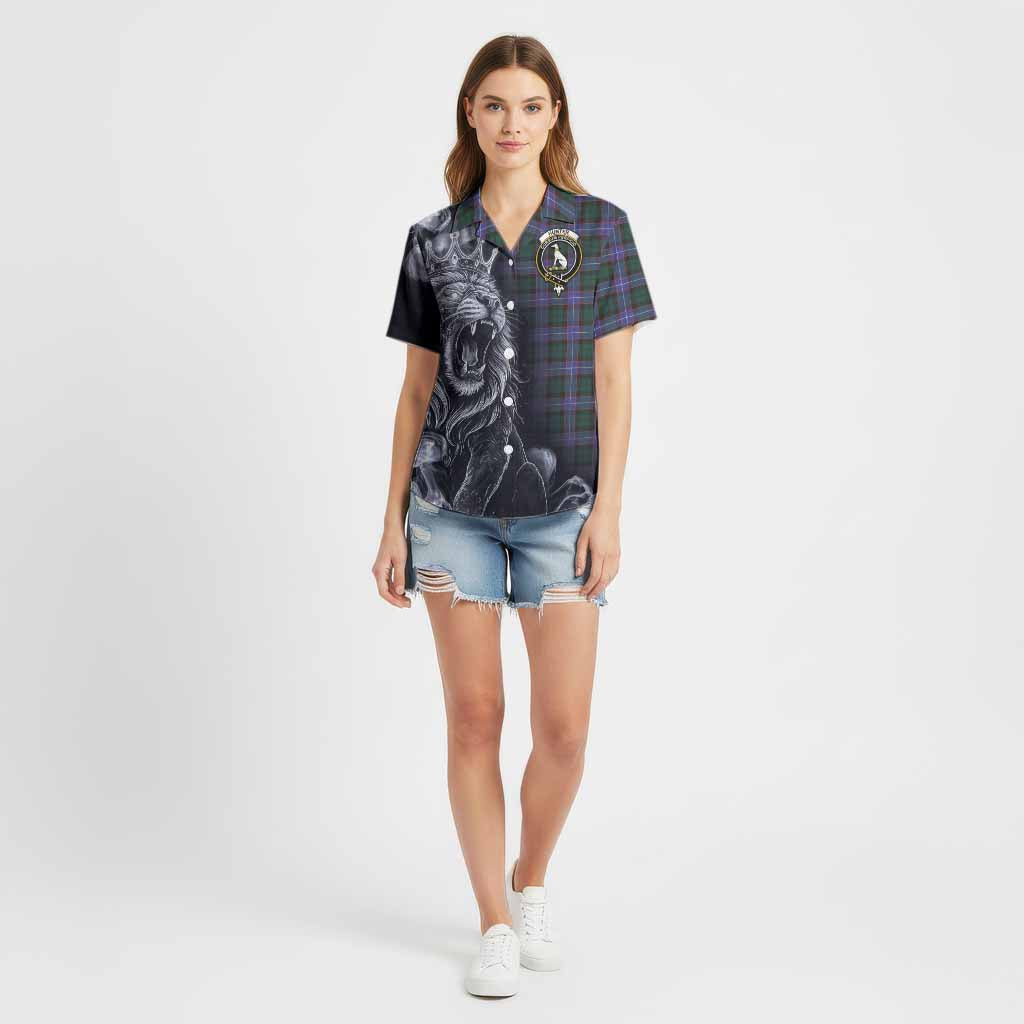 Hunter (Hunterston) Tartan Cotton Hawaiian Shirt Roaring Lion Heritage