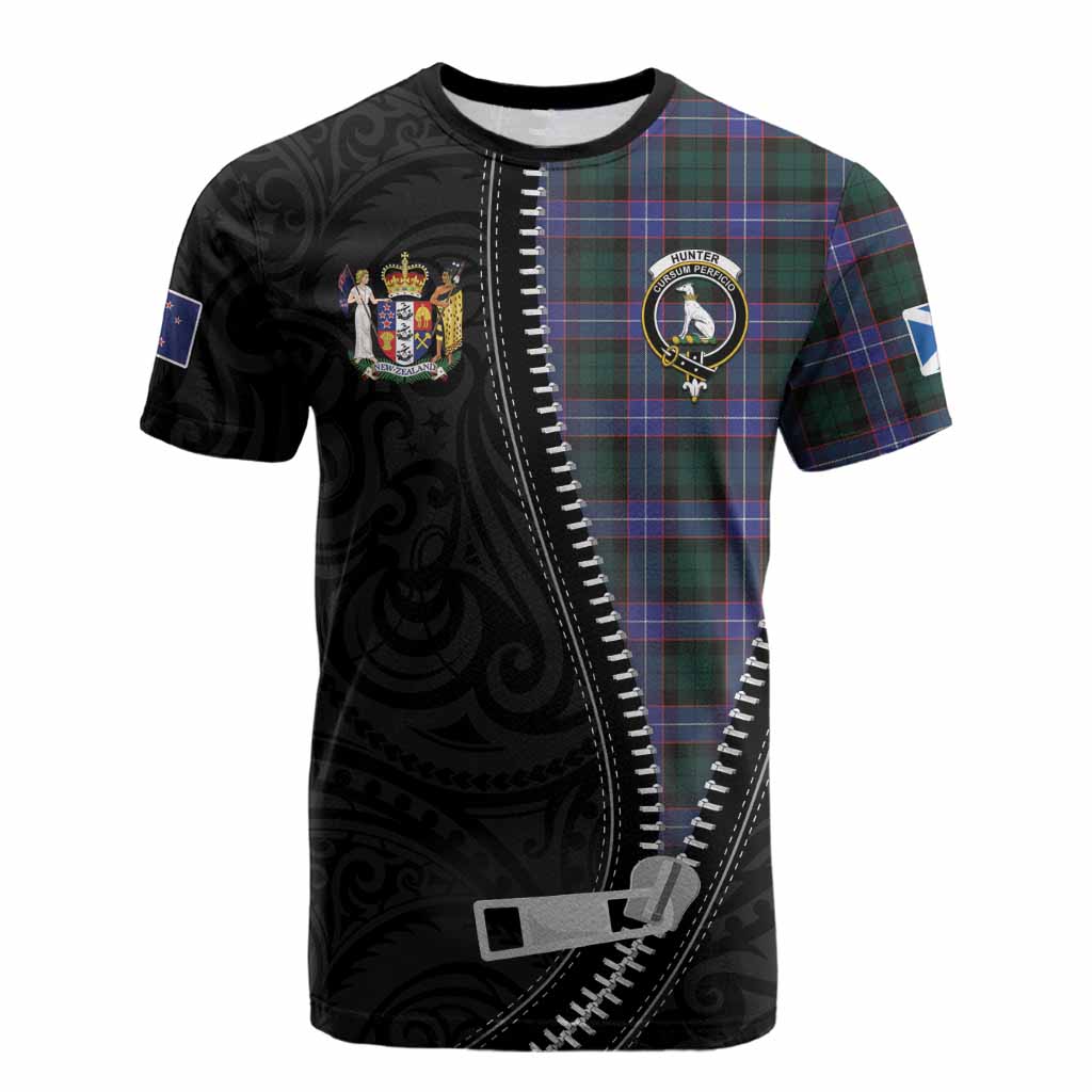 Hunter (Hunterston) Tartan Cotton T-shirt New Zealand Pattern Unique Zipper Stylized