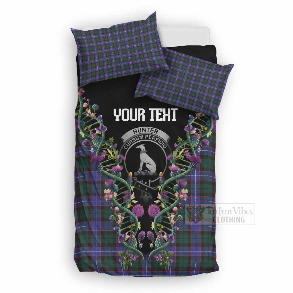 Hunter (Hunterston) Tartan Crest Bedding Set Scottish Heritage Thistle DNA