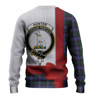 Hunter (Hunterston) Tartan Crest Christmas Christmas Ugly Sweater Highland Cow Bagpipes Coquette Bow Style