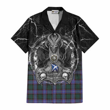Hunter (Hunterston) Tartan Crest Cotton Hawaiian Shirt Celtic Odin's Raven Legacy