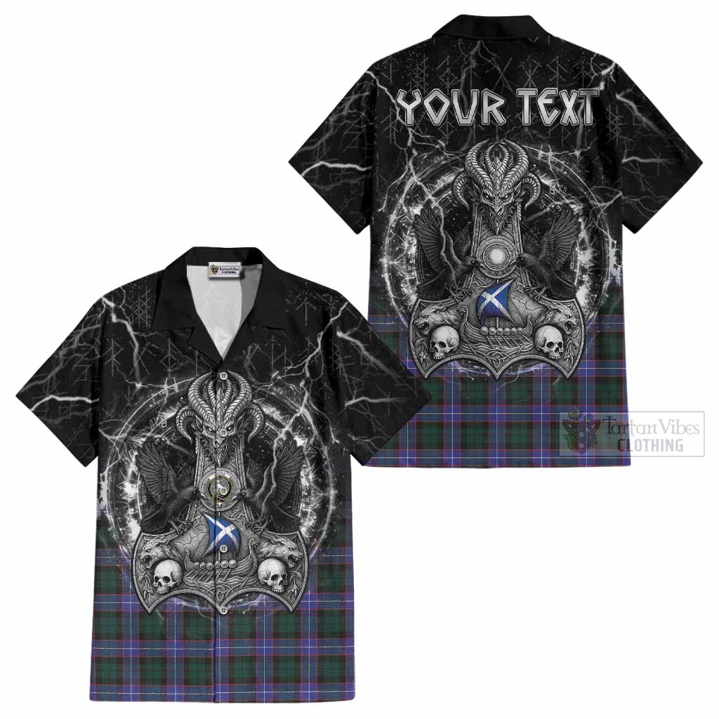 Hunter (Hunterston) Tartan Crest Cotton Hawaiian Shirt Celtic Odin's Raven Legacy