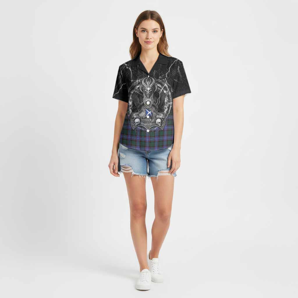 Hunter (Hunterston) Tartan Crest Cotton Hawaiian Shirt Celtic Odin's Raven Legacy