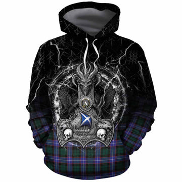 Hunter (Hunterston) Tartan Crest Cotton Hoodie Celtic Odin's Raven Legacy