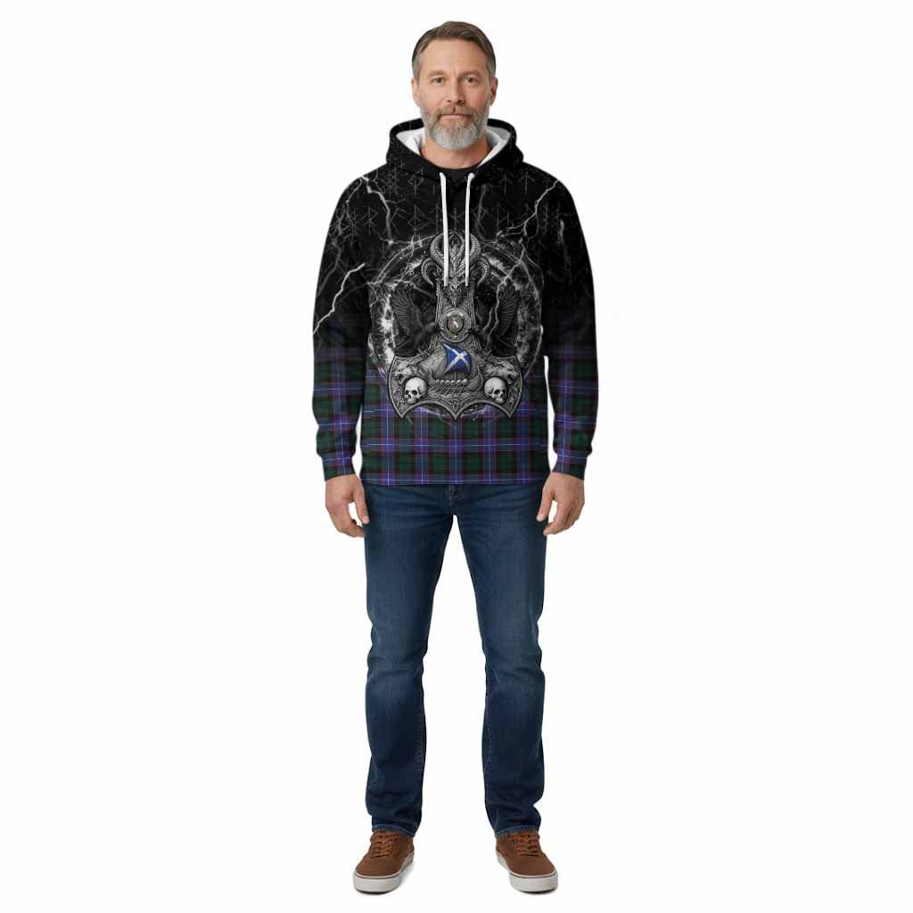 Hunter (Hunterston) Tartan Crest Cotton Hoodie Celtic Odin's Raven Legacy