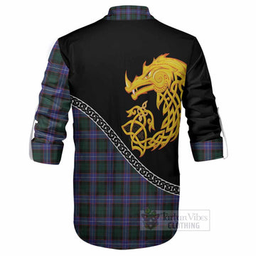 Hunter (Hunterston) Tartan Crest Ghillie Shirt Legendary Dragon Knot Half Style
