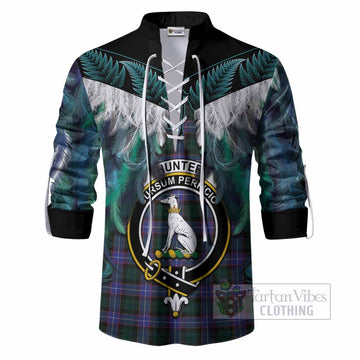Hunter (Hunterston) Tartan Crest Ghillie Shirt New Zealand Maori Korowai Cloak