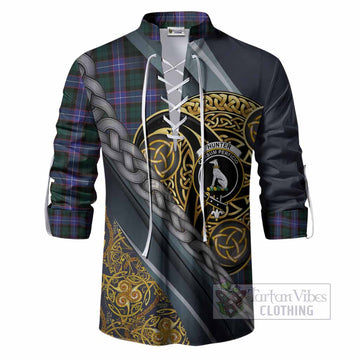 Hunter (Hunterston) Tartan Crest Ghillie Shirt Scottish Triskele Celtic