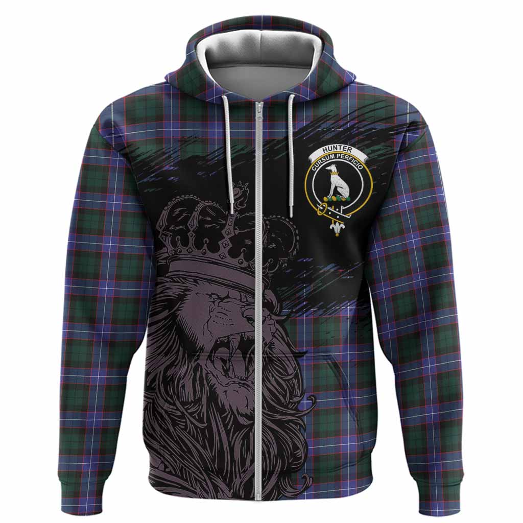Hunter (Hunterston) Tartan Crest Hoodie Crowned Lion Heritage Style