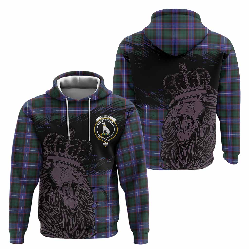 Hunter (Hunterston) Tartan Crest Hoodie Crowned Lion Heritage Style