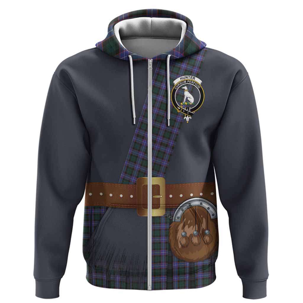 Hunter (Hunterston) Tartan Crest Hoodie Kilt Costume Style