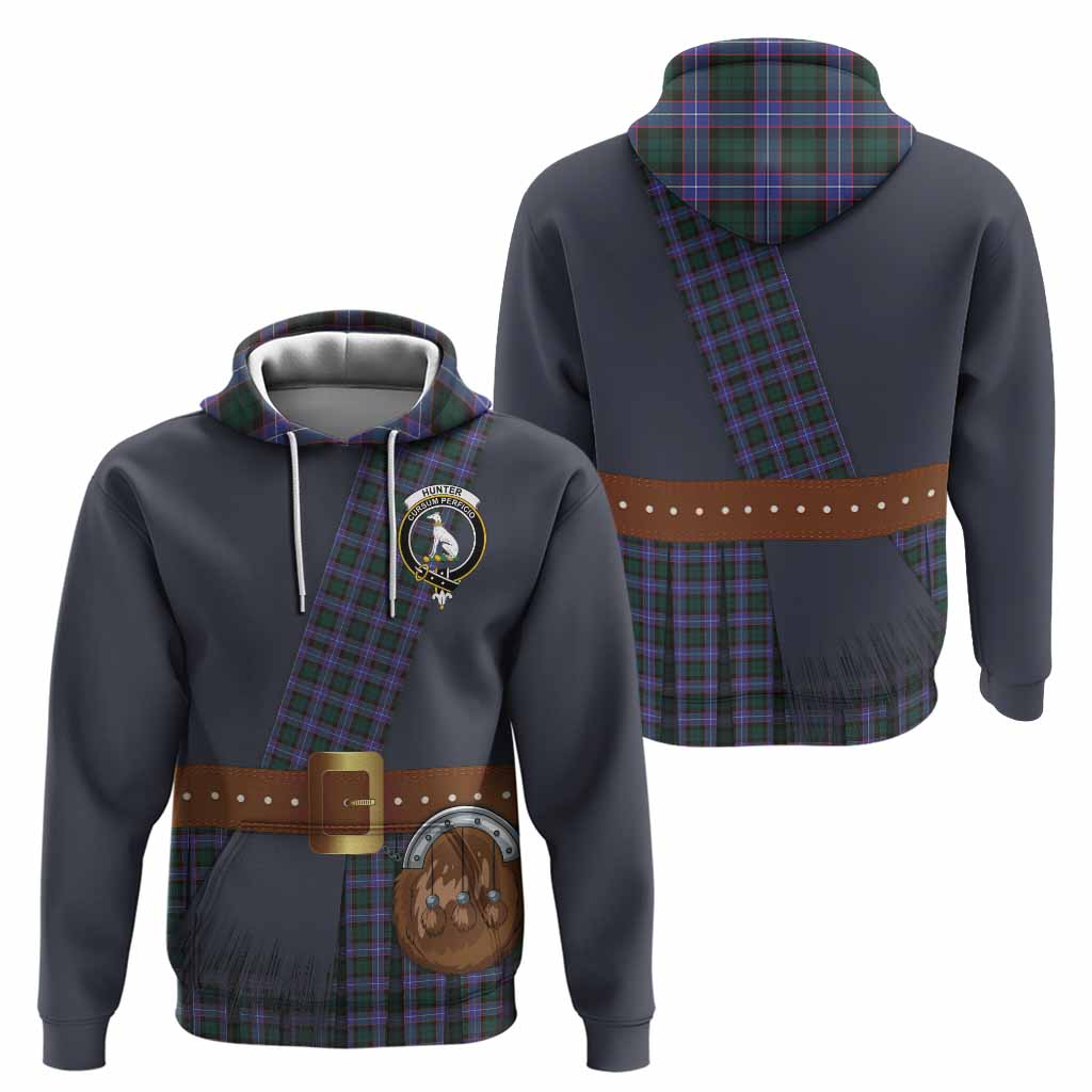 Hunter (Hunterston) Tartan Crest Hoodie Kilt Costume Style