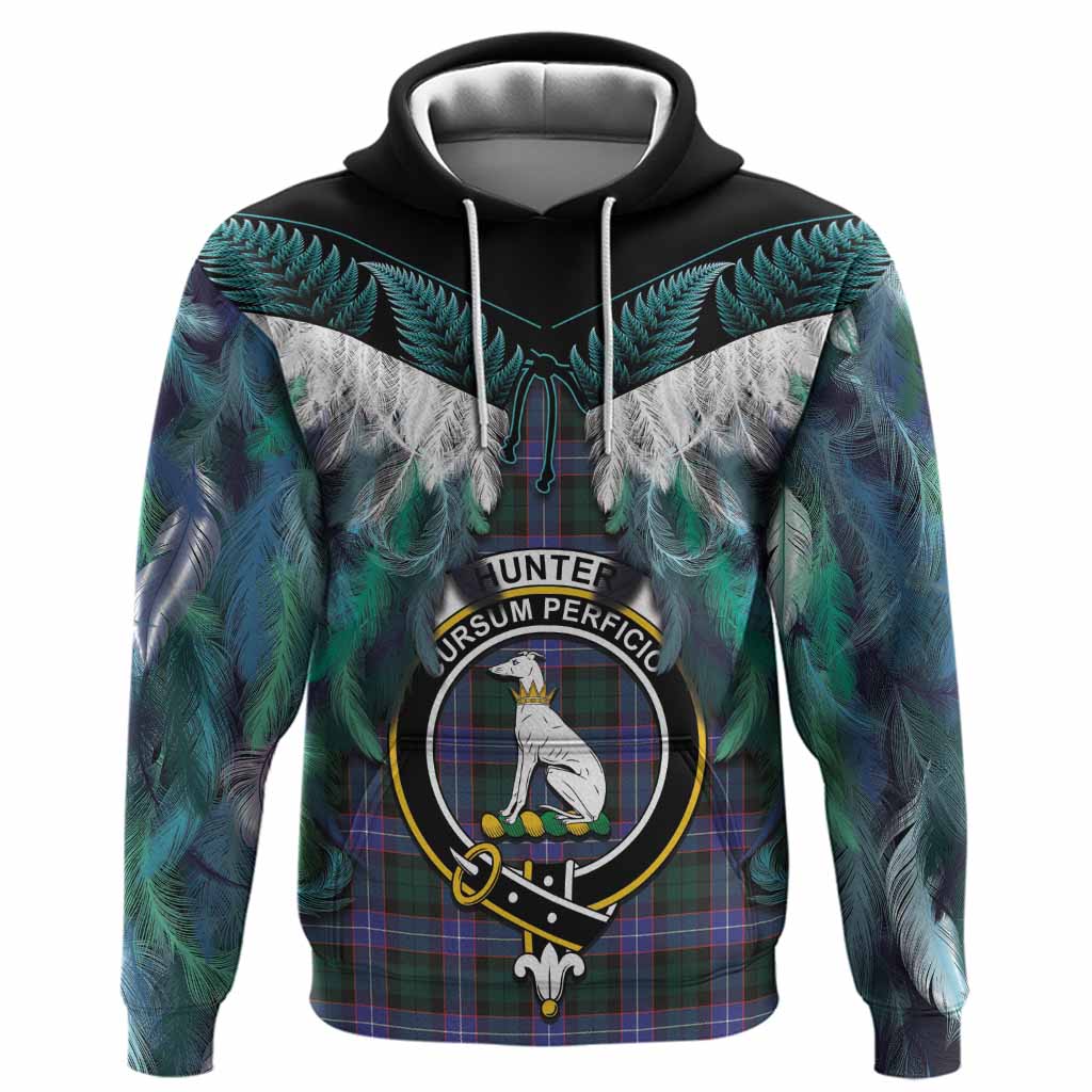 Hunter (Hunterston) Tartan Crest Hoodie New Zealand Maori Korowai Cloak