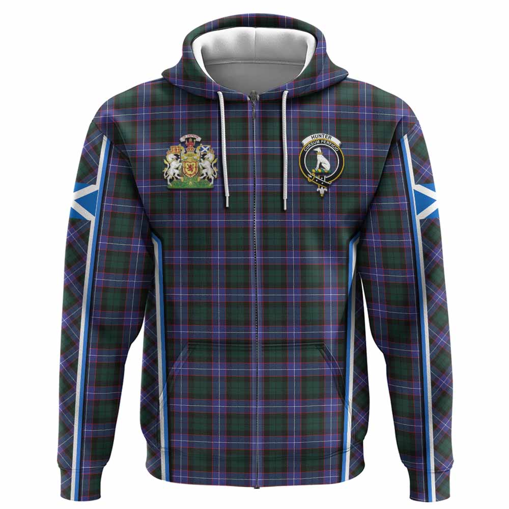 Hunter (Hunterston) Tartan Crest Hoodie Scotland Coat of Arm Flag Style - Tartan Vibes Clothing