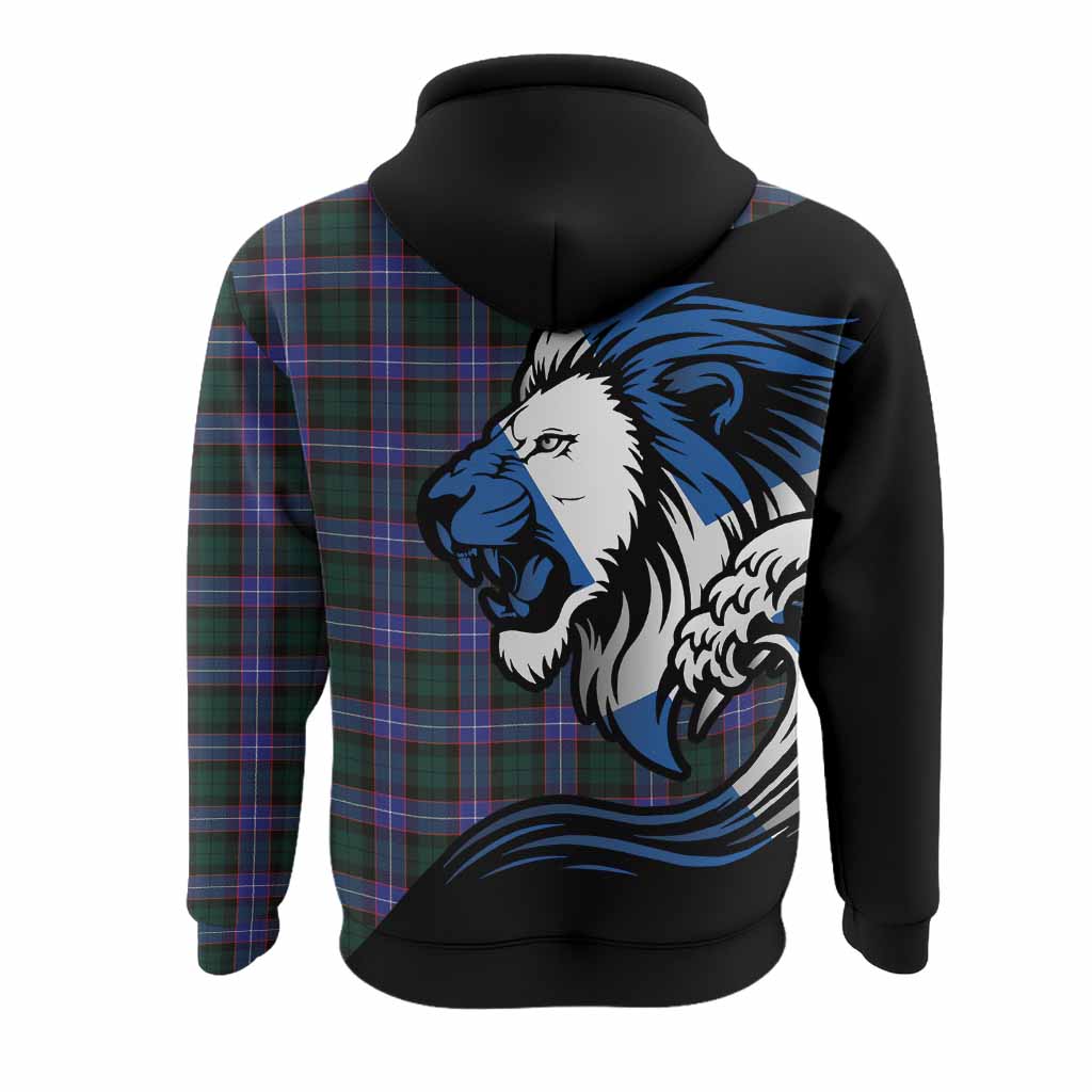 Hunter (Hunterston) Tartan Crest Hoodie Scottish Golden Lions Wave Flow