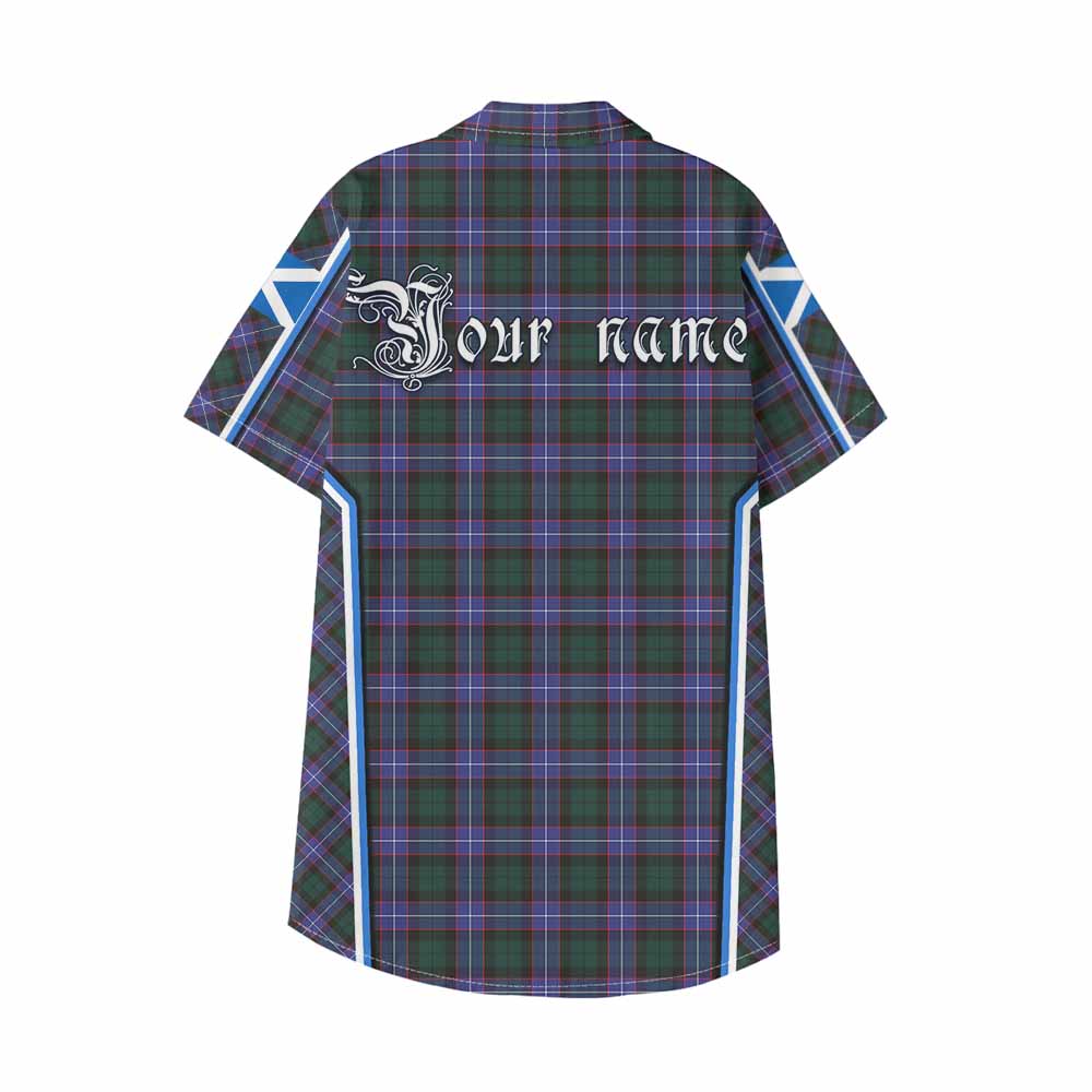 Hunter (Hunterston) Tartan Crest Kid Hawaiian Shirt Scotland Coat of Arm Flag Style - Tartan Vibes Clothing