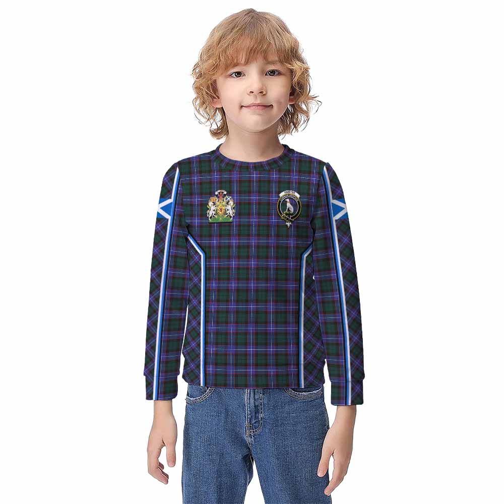 Hunter (Hunterston) Tartan Crest Kid Knitted Sweatshirt Scotland Coat of Arm Flag Style - Tartan Vibes Clothing