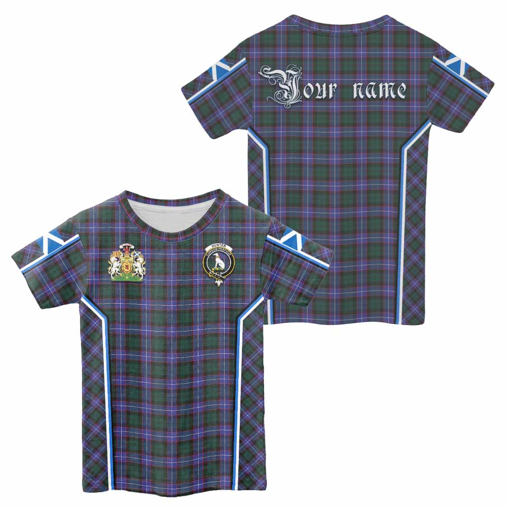Hunter (Hunterston) Tartan Crest Kid T-shirt Scotland Coat of Arm Flag Style - Tartan Vibes Clothing