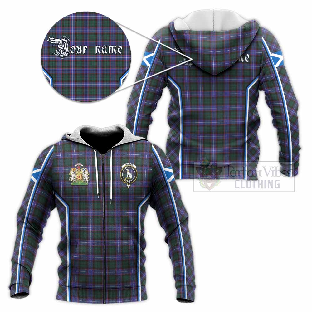 Hunter (Hunterston) Tartan Crest Knitted Hoodie Scotland Coat of Arm Flag Style - Tartan Vibes Clothing
