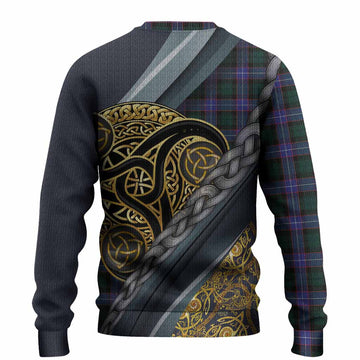 Hunter (Hunterston) Tartan Crest Knitted Sweater Scottish Triskele Celtic