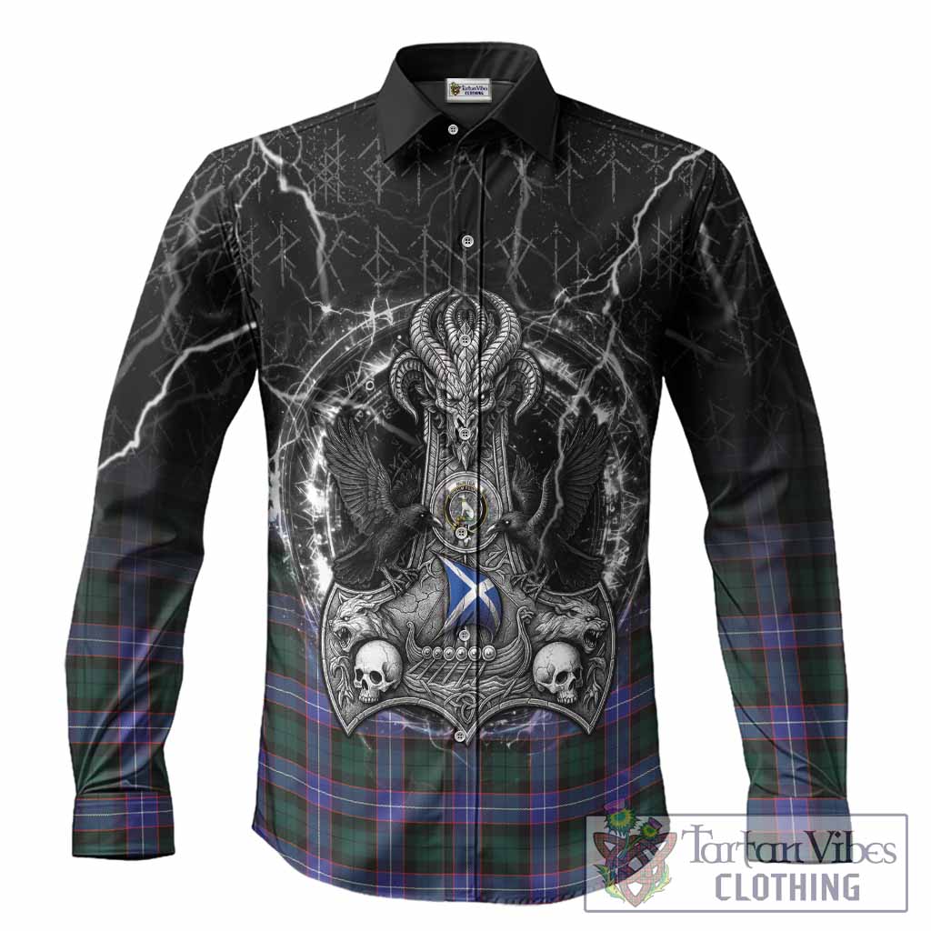 Hunter (Hunterston) Tartan Crest Long Sleeve Button Shirts Celtic Odin's Raven Legacy
