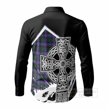 Hunter (Hunterston) Tartan Crest Long Sleeve Button Shirts Scottish Celtic Cross Heritage