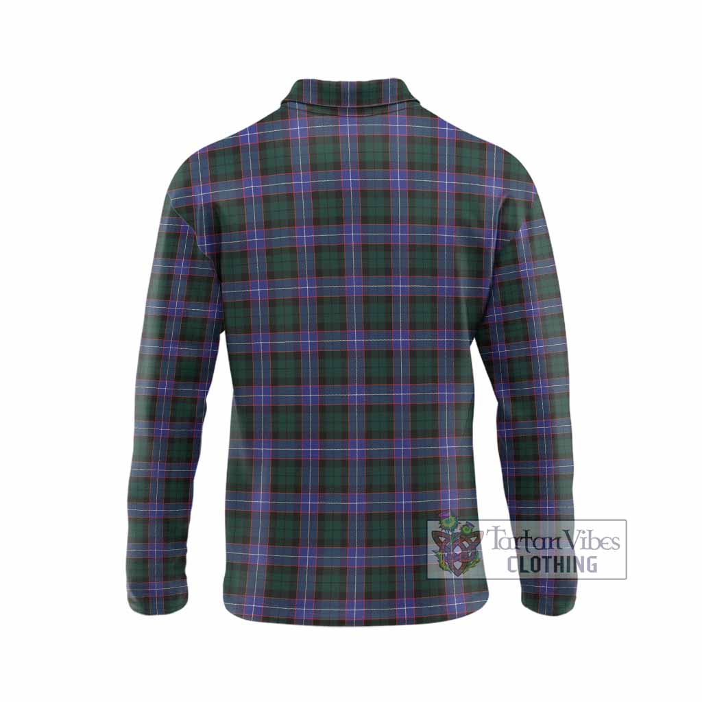 Hunter (Hunterston) Tartan Crest Long Sleeve Polo Shirt Ferocious Lion Style