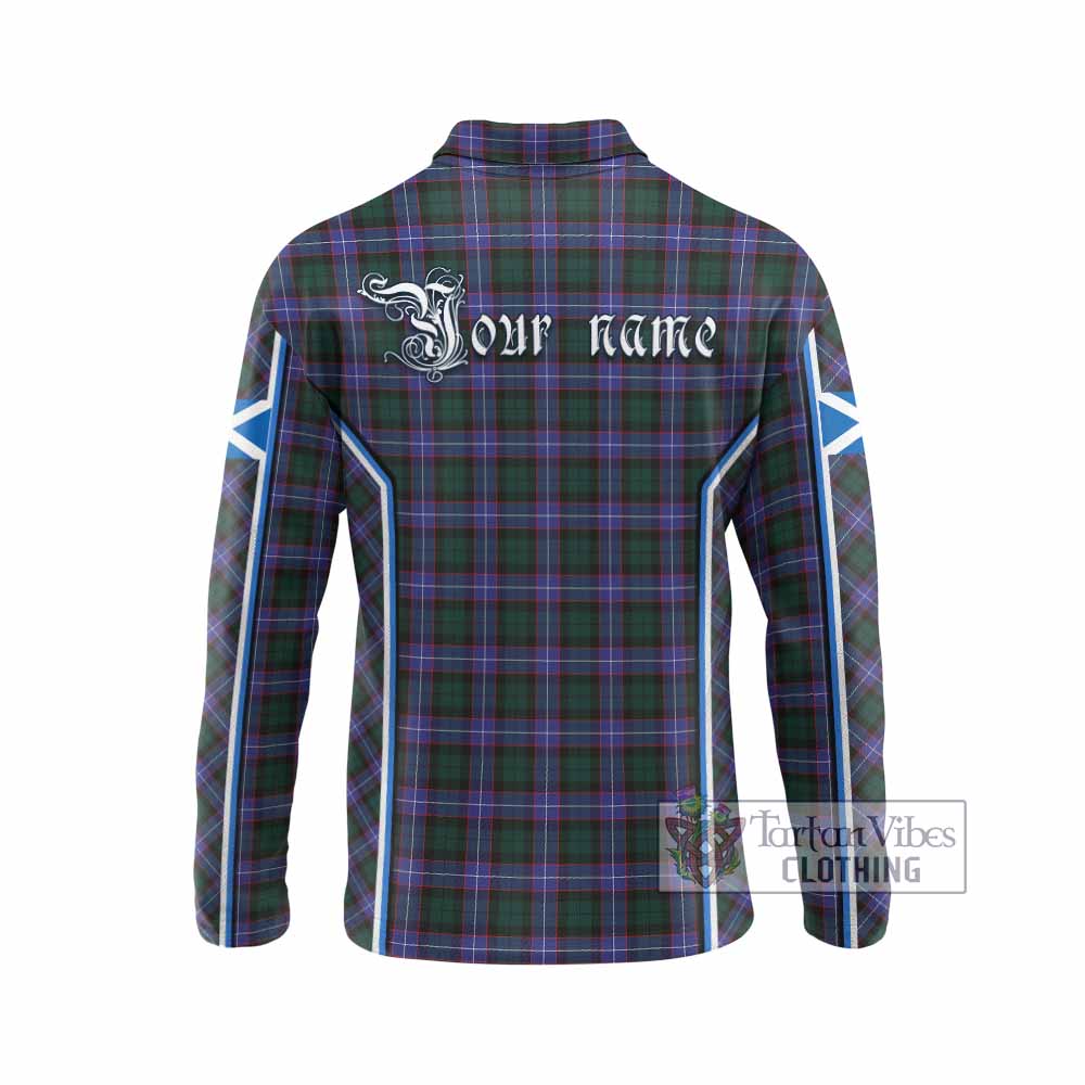 Hunter (Hunterston) Tartan Crest Long Sleeve Polo Shirt Scotland Coat of Arm Flag Style - Tartan Vibes Clothing