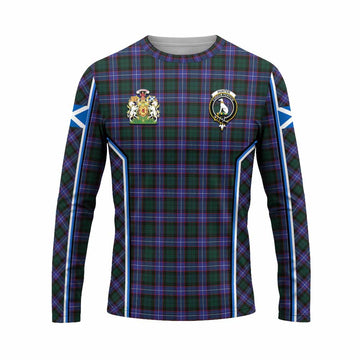 Hunter (Hunterston) Tartan Crest Long Sleeve T-Shirt Scotland Coat of Arm Flag Style - Tartan Vibes Clothing
