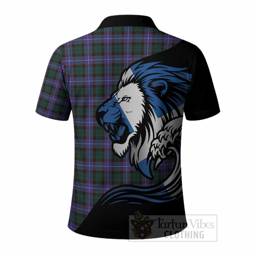 Hunter (Hunterston) Tartan Crest Polo Shirt Scottish Golden Lions Wave Flow