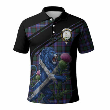 Hunter (Hunterston) Tartan Crest Polo Shirt Scottish Lion Rampant Thistle