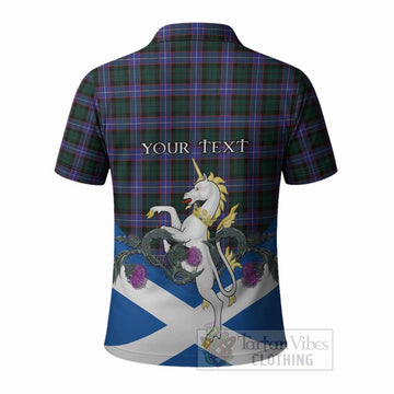 Hunter (Hunterston) Tartan Crest Polo Shirt Scottish Unicorn With Thistle