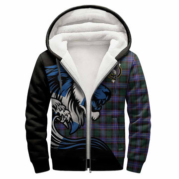 Hunter (Hunterston) Tartan Crest Sherpa Hoodie Scottish Golden Lions Wave Flow