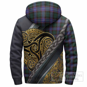 Hunter (Hunterston) Tartan Crest Sherpa Hoodie Scottish Triskele Celtic