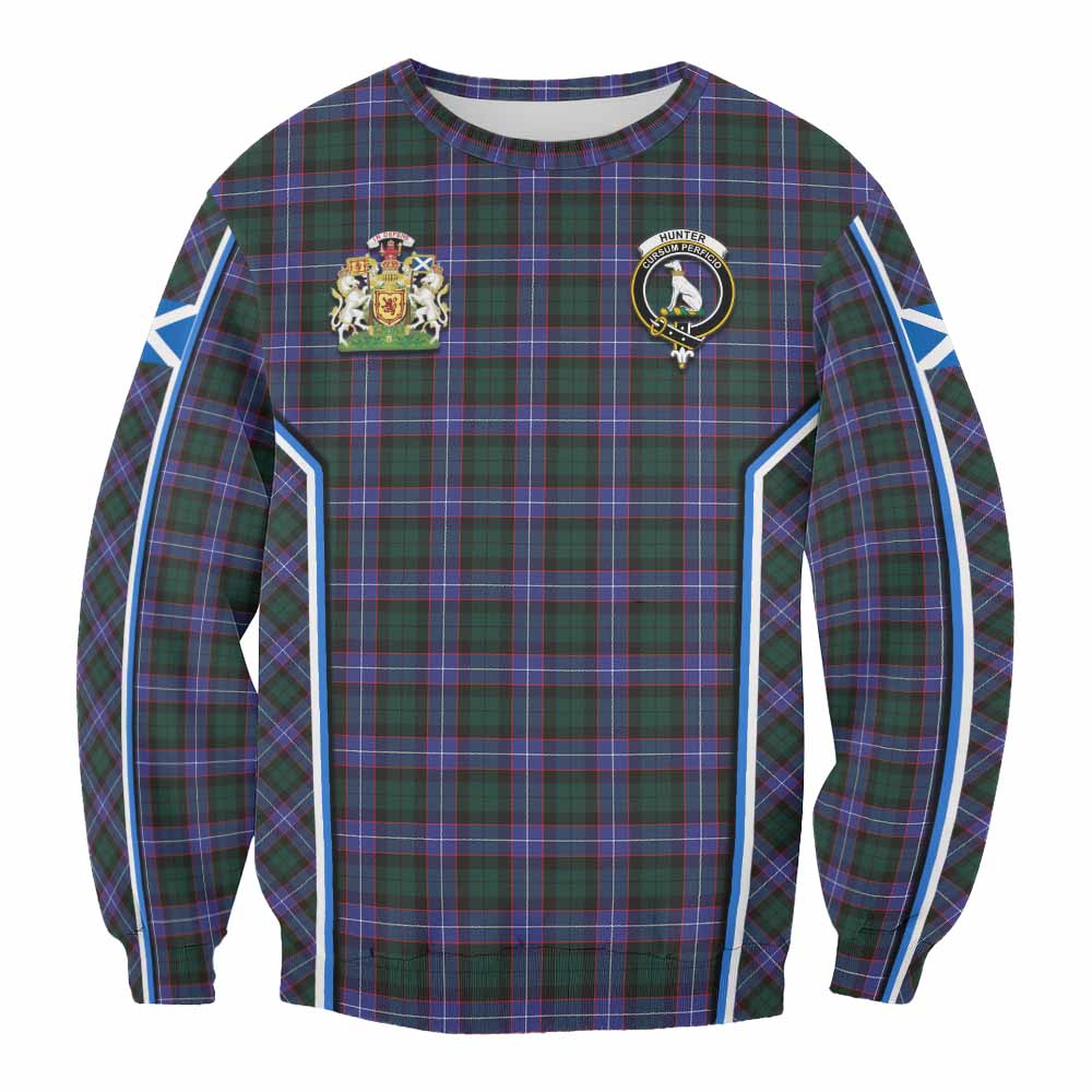 Hunter (Hunterston) Tartan Crest Sweatshirt Scotland Coat of Arm Flag Style - Tartan Vibes Clothing